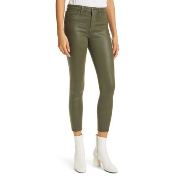 L'agence Women's Hunter Green Coated High Rise Skinny Jeans Size 25 NWOT